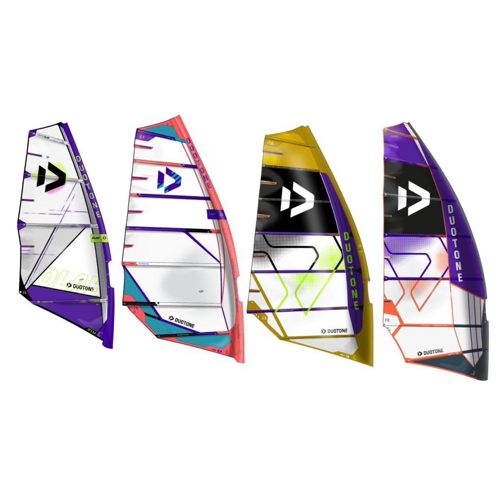 différents types de voiles de windsurf, vague, freeride, slalom et windfoil